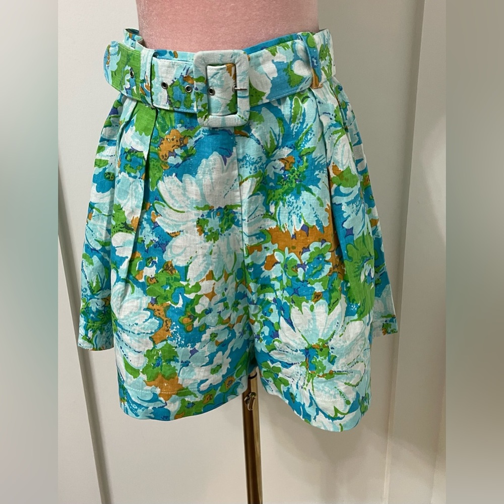 Faithfull The Brand Priscilla Gardone Floral Print 100% Linen Shorts Size 6 - Picture 1 of 12